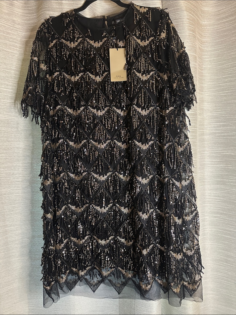 Zara sequin fringe mini dress